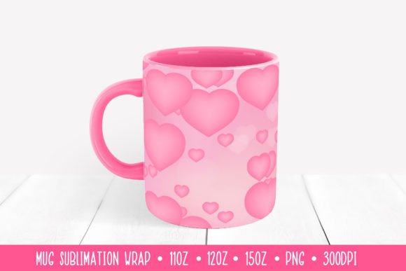Download Pink Hearts Mug Wrap Sublimation Design - Sublimation Collection