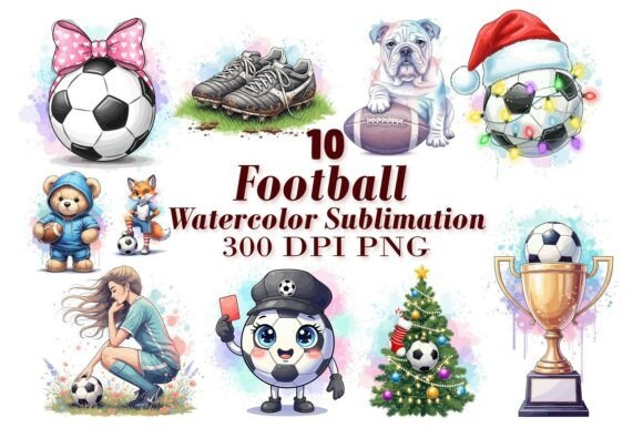 Download Cute Football Watercolor Sublimation - Sublimation Collection