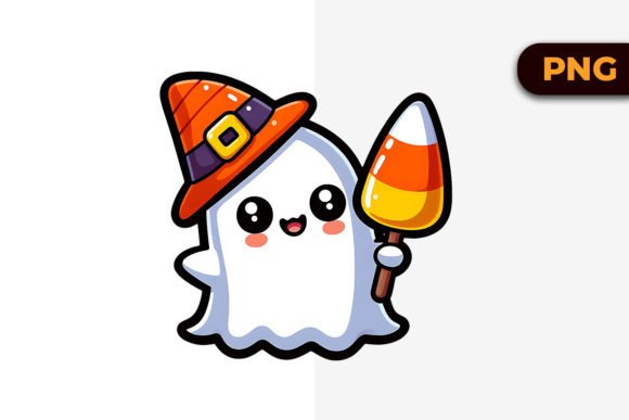 Download Kawaii Ghost Holding a Candy Corn Png - Candy corn Collection