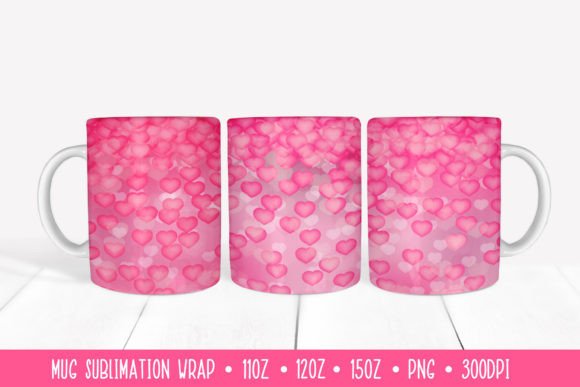 Download Hot Pink Hearts Mug Sublimation Design. - Sublimation Collection