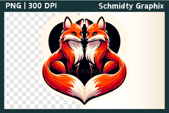Download Fox Couple Heart Love Sublimation PNG - Sublimation Collection