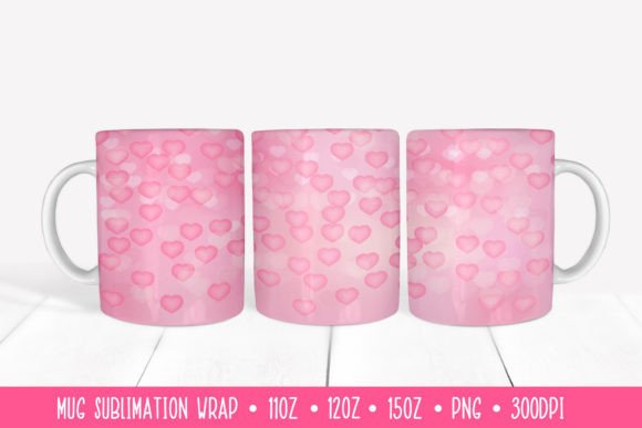 Download Soft Pink Hearts Mug Sublimation Design. - Sublimation Collection
